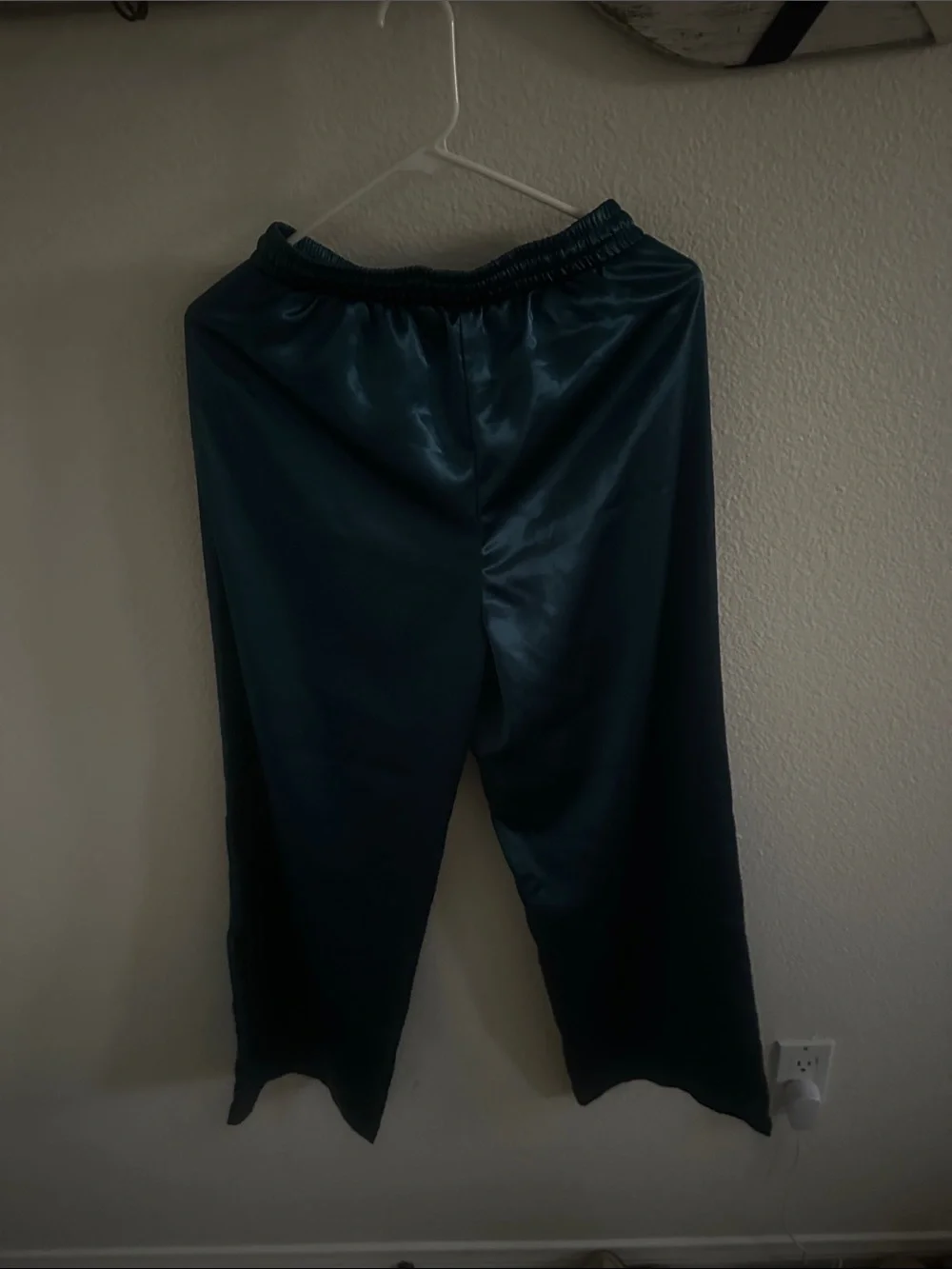 SHEIN Men's Satin Wide-Leg Joggers in Teal Blue